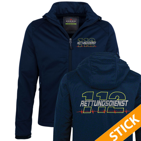 Call 112- Rettungsdienst Softshelljacke bestickt (S72)