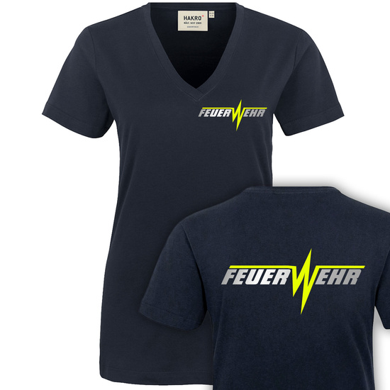 FEUERWEHR - Rettungsdienst Damen V-Ausschnitt T-Shirt Gr....