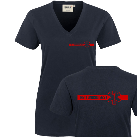 Star-of-Life-Rettungsdienst Damen V-Ausschnitt T-Shirt...