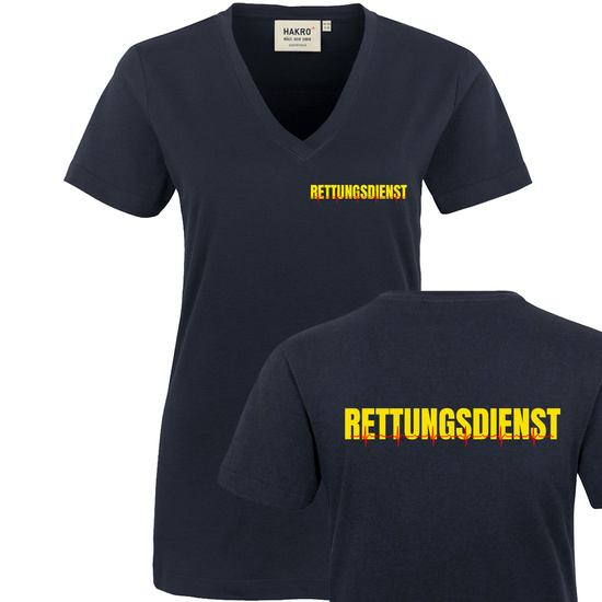 EKG V2 - Rettungsdienst Damen V-Ausschnitt T-Shirt Gr. XS...