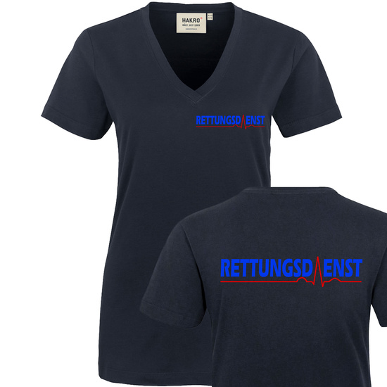EKG V3 - Rettungsdienst Damen V-Ausschnitt T-Shirt Gr. XS...