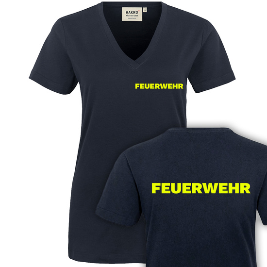 Feuerwehr Damen V-Ausschnitt T-Shirt Gr. XS - 6XL (F103)
